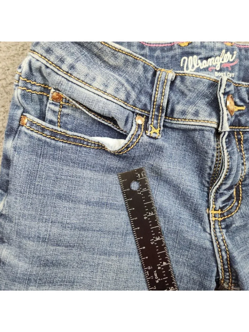 Women's Wrangler Retro Mae Mid Rise Bootcut Jean 27/3 x 32 Western Cowgirl 9MWZ - Picture 10 of 11